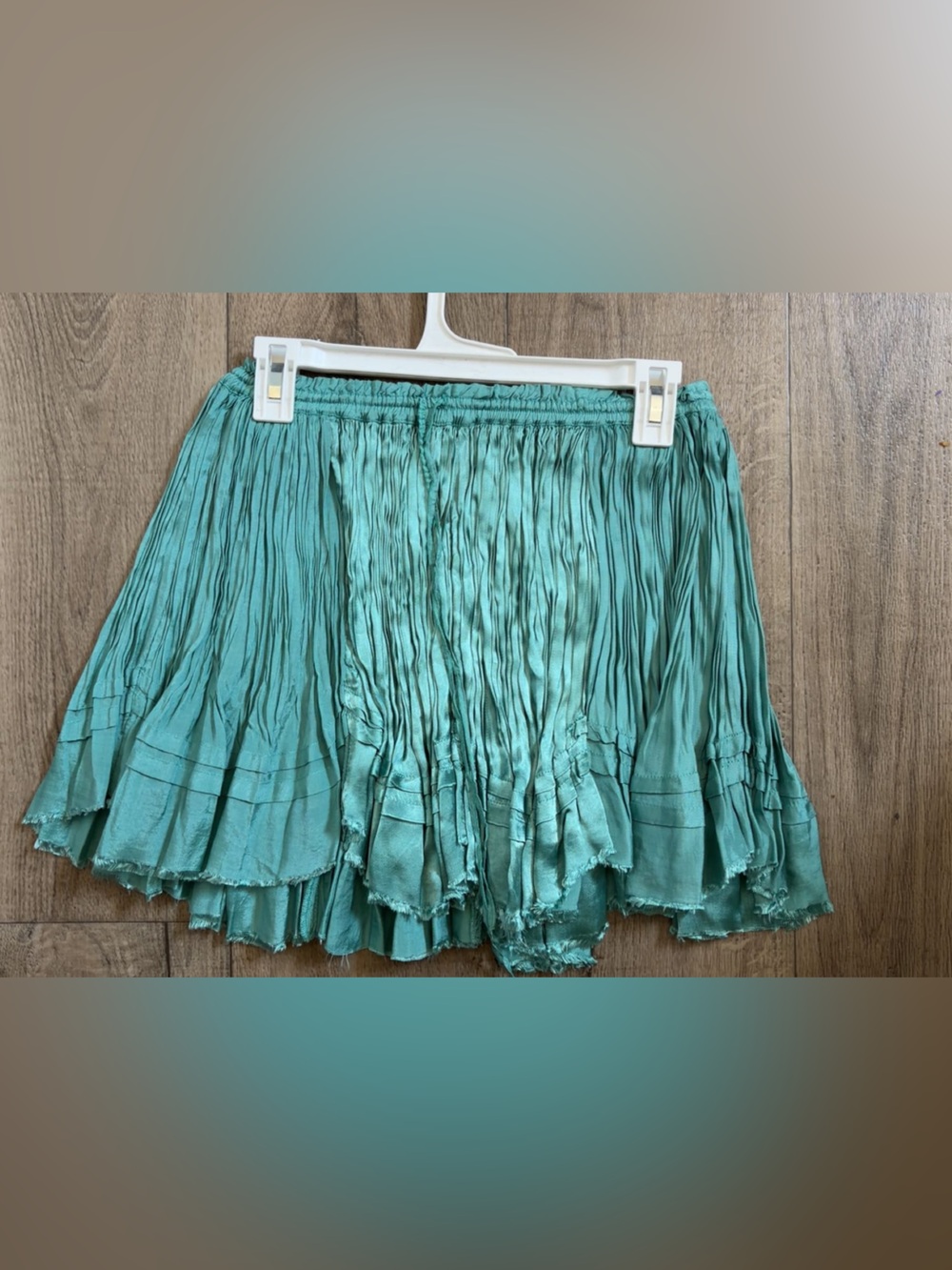 NWOT: Free People One: Turquoise /Green Pleated Mini Skirt - Women size large